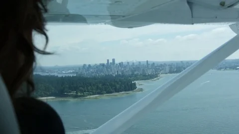 Aerial of Stanley Park and Downtown Vancouver Stock Footage