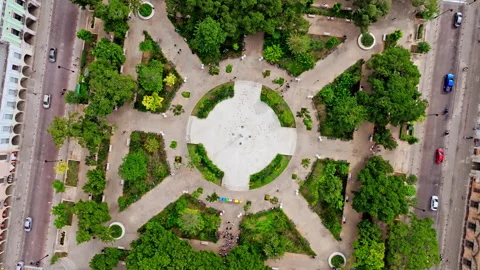 Aerial Star-Shaped Park, Merida, Mexico Stock Footage 340264210