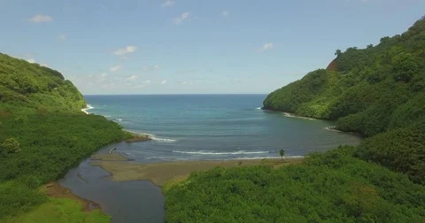 Aerial Static. Beautiful Secluded Beach and Bay. Paradise. Stock Footage 75011311
