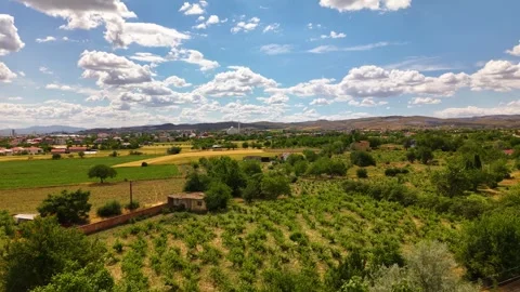 Aerial Static Shot of a Vineyard in Yurtbasi Village Elazig Stock Footage 340476537