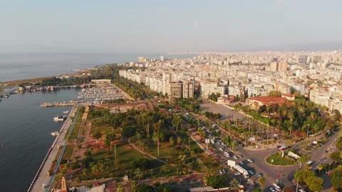 Aerial static view famous Mersin city panorama with vast building landscape i Stock-Footage 165358039