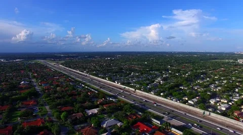 AERIAL static view of a highway.  Stock Footage 64993880
