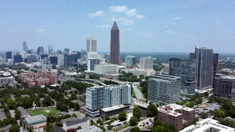 Aerial static view of the uptown area of Atlanta, Georgia, USA, on a sunny day. Stock Footage 341340512