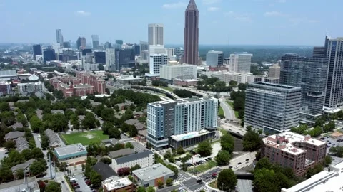 Aerial static view of the uptown area of Atlanta, Georgia, USA Video stock 341340528