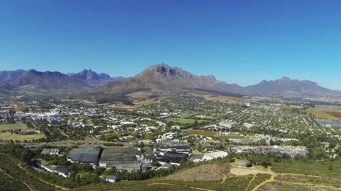 Aerial Stellenbosch Pan around Cape Winelands South Africa Stock Footage