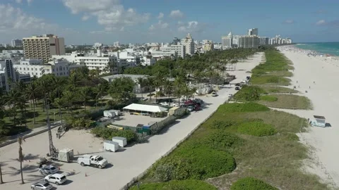 Aerial Still Drone Shot of Empty Lummus Park South Miami Beach Florida Stock Footage 150573131