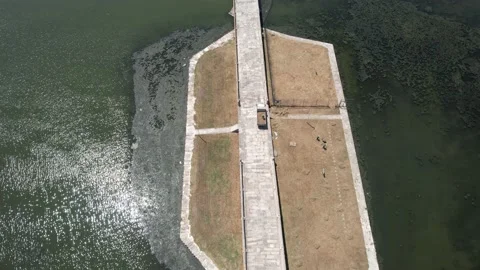 Aerial stone bridge Stock Footage 202307207