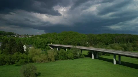Aerial storm coming in the fields. Video stock 241232772