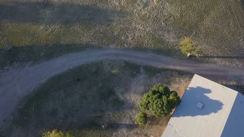 Aerial straight down view of an old historic ranch Stock Footage 97651630