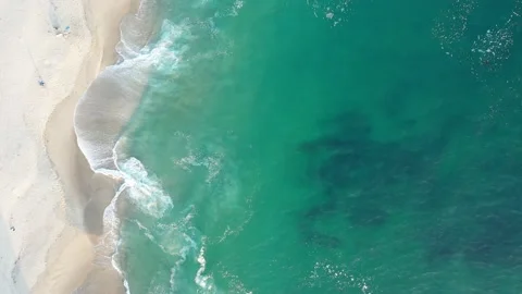 Aerial Straight Down View of Sand and Small Waves in Laguna Beach Stock Footage 150942848