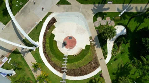 Aerial straight top down view of Japanese-style garden. Stock Footage 240688155