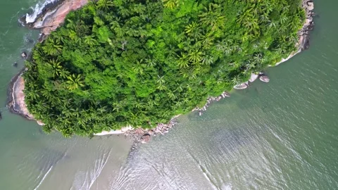 Aerial straight top down view of tropical exotic island bay in Brazil paradise Stock Footage 240793705