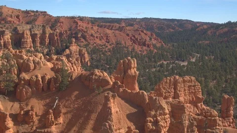 AERIAL: Stunning red rock hoodoos and sandstone cliffs in Bryce Canyon NP, Utah Stock Footage