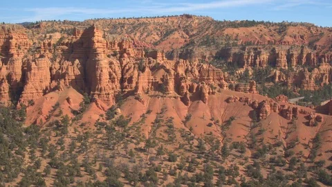 AERIAL: Stunning red rock hoodoos and sandstone cliffs in Bryce Canyon NP, Utah Stock Footage
