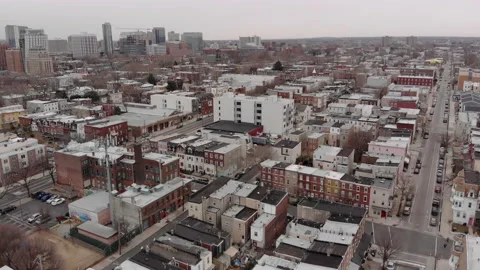 Aerial Subtle Push Down of Philidelphia Skyline at Night Vídeos de archivo 233921771