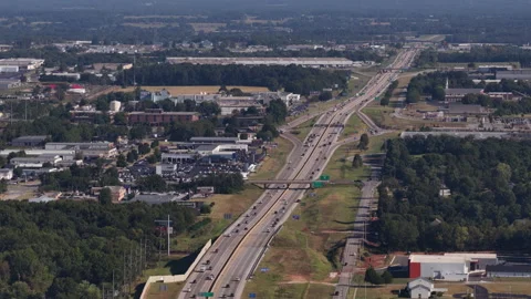 Aerial of suburban highway 65 interchange in Springfield Missouri in summer Stock Footage 344810014