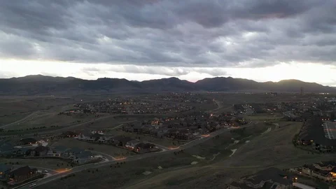 Aerial Suburban Sunset Video stock 129042969