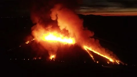 Aerial: Sugar Cane Burning Queensland Farming Stock Footage