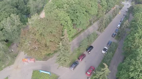 Aerial summer autumn River Road with car by drone Stock Footage 56684053