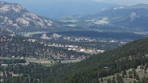 Aerial of summer camp and lodging in Estes Park Colorado in Estes park 動画素材 337138363