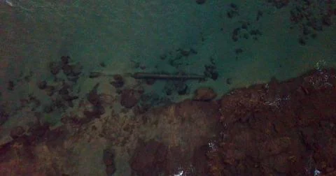 Aerial of sunken ship mast Stock Photos