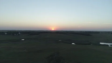 Aerial Sunrise Over Fields Stock Footage 128767183