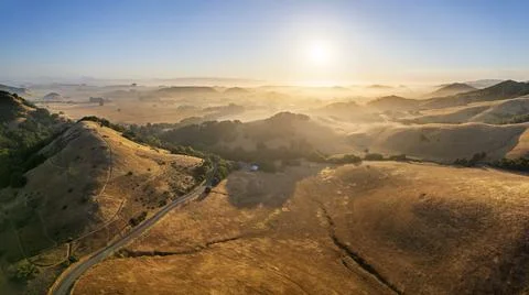 Aerial Sunrise Sonoma County Farm Land, Hicks Valley, Petaluma Stock Photos