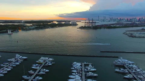 AERIAL - Sunset - Bay view from the Sky Stock Footage 66480229