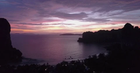 Aerial Sunset Beach Approach  Stock-Footage 80364575