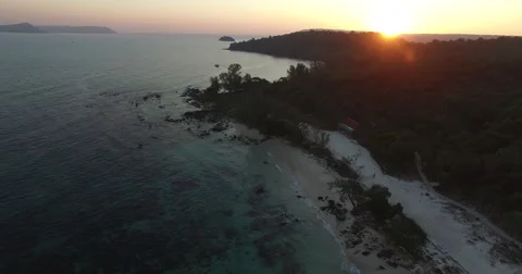 Aerial sunset on the beach Stock Footage 61522490