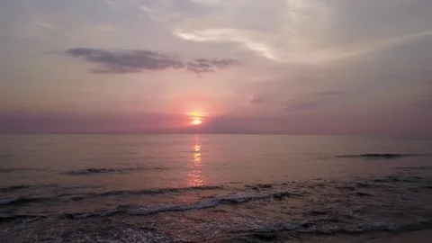 Aerial Sunset Beach Stockbeeldmateriaal 143624315