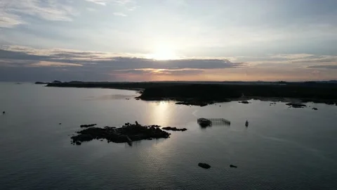 Aerial Sunset on the beach Video stock 203805176