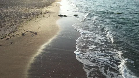 Aerial sunset beach Stock Footage 224544024