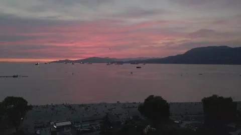 Aerial of Sunset at Beach Stock Footage 249993875