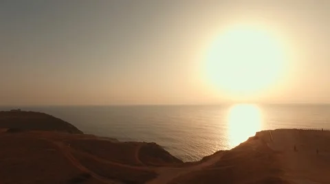 Aerial sunset  cape view waves Stock Footage 67497978