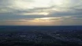 Aerial sunset city Braunschweig overview buildings and highway 4k or 4k+ Resolution