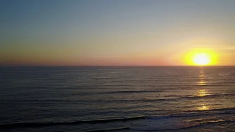 Aerial Sunset Drone Beach Ocean Stock Footage 77631232