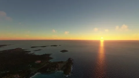 Aerial sunset drone view of Half Moon Bay island. Antigua and Barbuda Stock-Footage 268677266