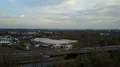Aerial sunset flight city Braunschweig overview buildings and highway 4k or 4k+ Resolution