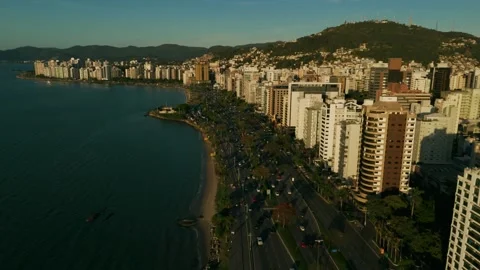 Aerial Sunset in Florianópolis Stock Footage 317118475