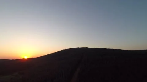Aerial sunset forest mountain Stock Footage 195489736
