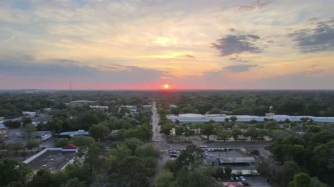 Aerial Sunset in Gainesville, Florida Stock Footage 155134244