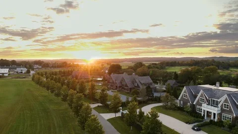 Aerial sunset in the hamptons Stock Footage 115756771
