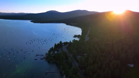 Aerial Sunset Harbor Beach 스톡 동영상 247912279