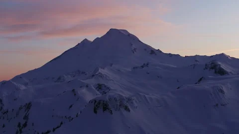 Aerial Sunset Light on Mount Baker and Table Mountain 4K Stock Footage 250037005