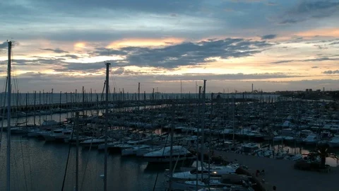 Aerial Sunset on the Marina Stock Footage 125925952