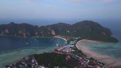 Aerial Sunset Orbit of Koh Phi Phi Island Stock Footage 333464819