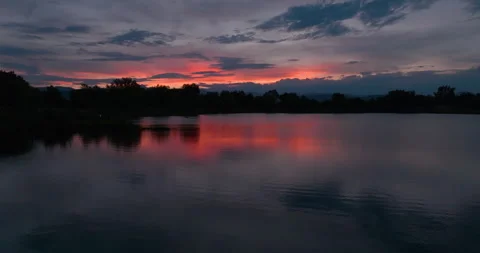 Aerial Sunset Over Lake Stock-Footage 282390902