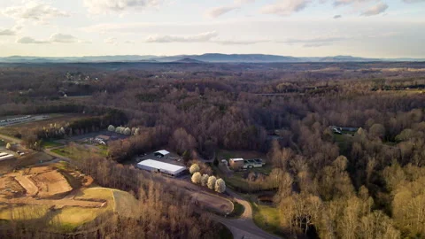 Aerial Sunset Pullback Over Blue Ridge Mountains – 4K 30fps Stock-Footage 318922179