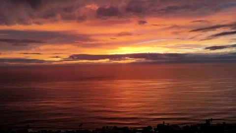 Aerial Sunset Timelapse of Ocean Stock Footage 260963694